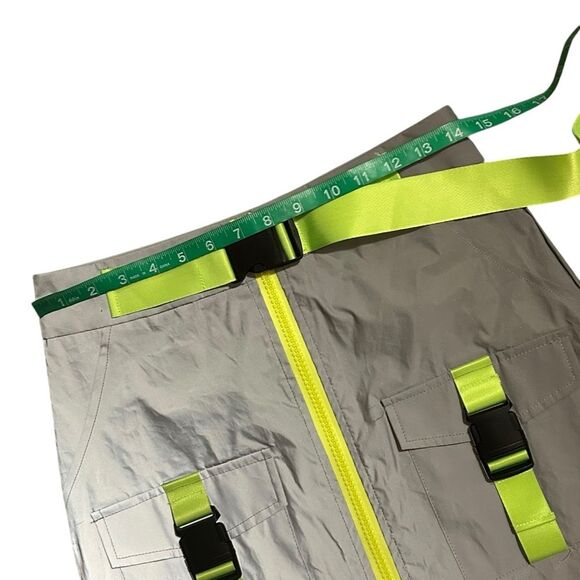 CAPSULLE Y2K Style Reflective High-Waist Midi Skirt With Neon Straps K - Picture 9 of 16